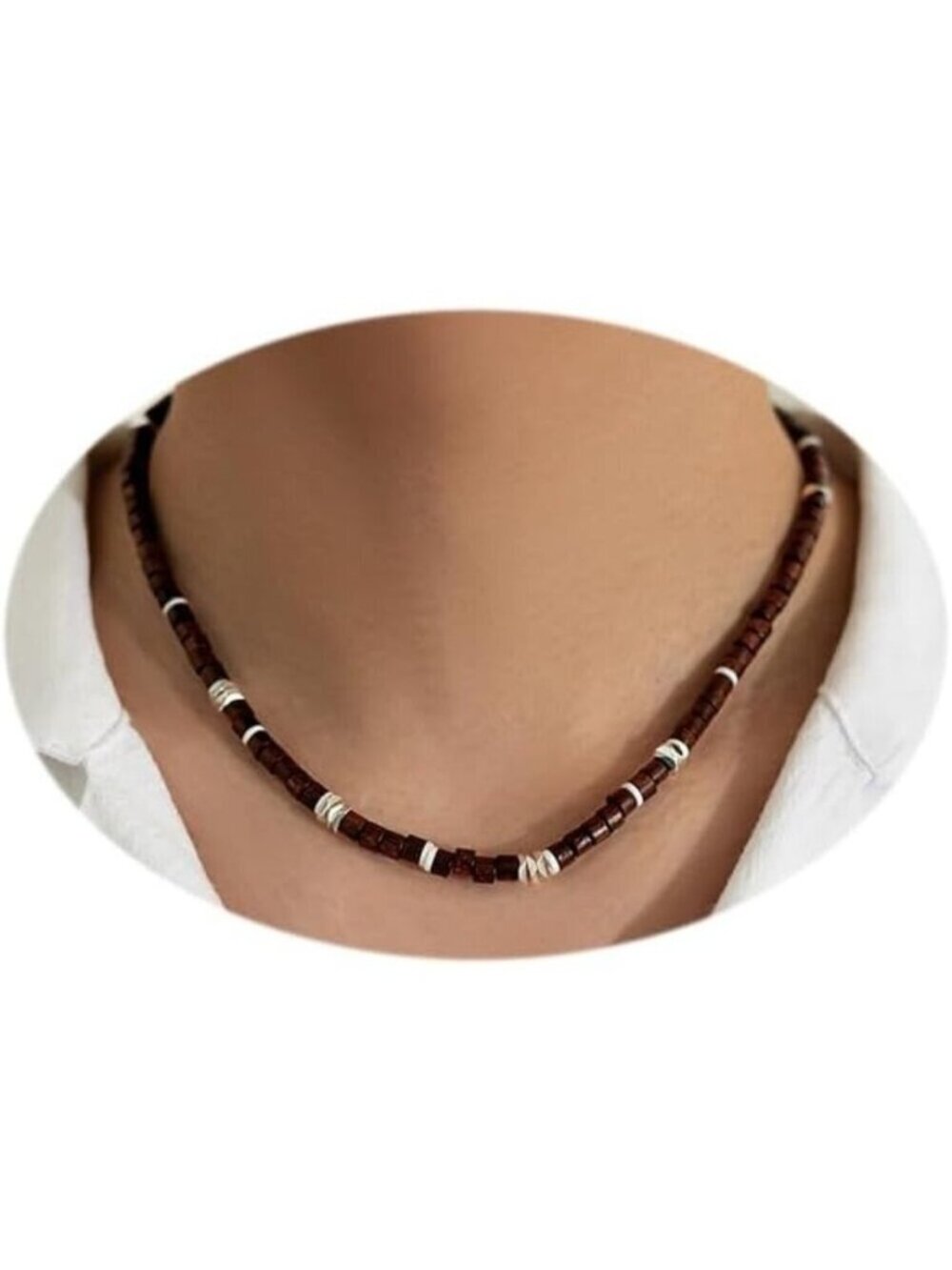 🆕 Men Brown Puka Shell Necklace Trendy Summer Beach Sea Beaded Hawaiian Jewelry